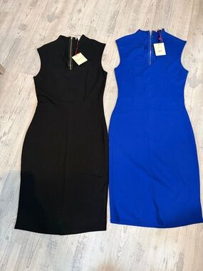 Rolla Coster Sleek Sheath Dress in Black and Royal Blue
